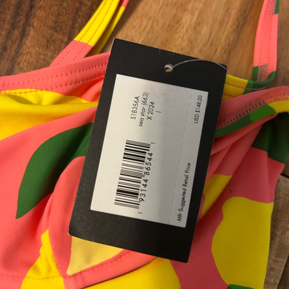 Kate Spade Pink and Yellow Lemon Print One Piece Swimsuit - Picture 2 of 2